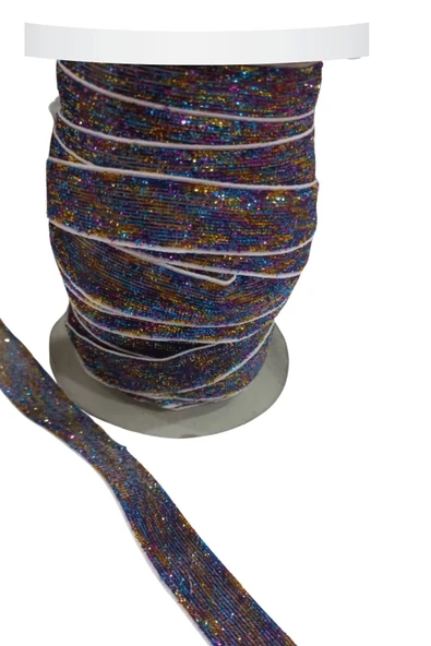 Kadife Kurdele Simli 1,5 cm Karışık Renk 5 Metre ürün görseli 1