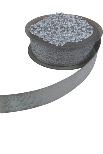 Tafta Dantel Görünümlü Kurdele Gri 25 mm 1 Metre - Resim 2