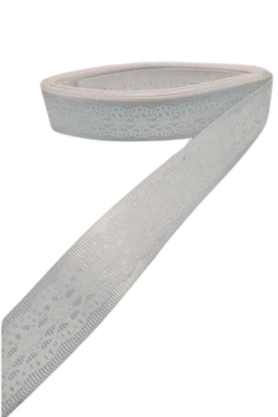 Tafta Dantel Görünümlü Kurdele Gri 25 mm 1 Metre ürün görseli 1