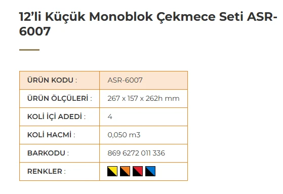 12 Lİ KÜÇÜK MONOBLOK ÇEKMECE - Resim 5