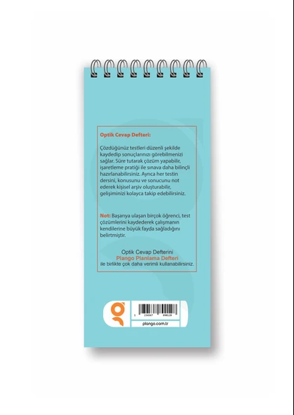 Optik Cevap Defteri TURKUAZ (2 Adet - 100 Sayfa) Sınava Hazırlık Optik Form Defteri - Plango - 4