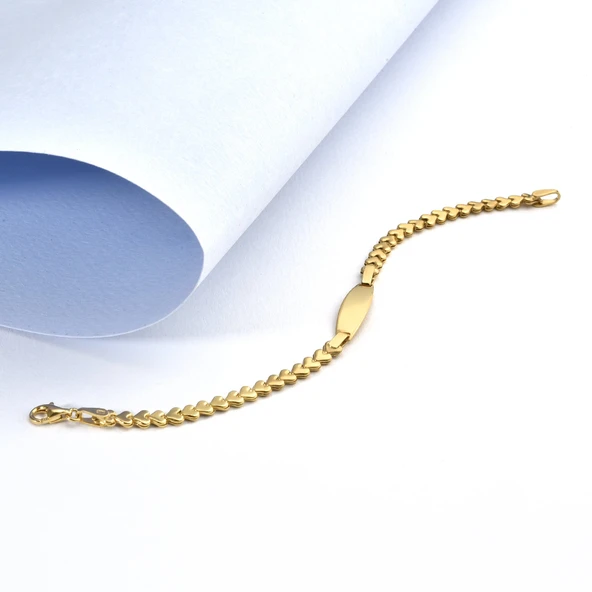 14 Ayar Altın Kaplama Kişiselleştirilmiş Bebek&Çocuk İsim Gümüş Bileklik - BPC00112 - Resim 3