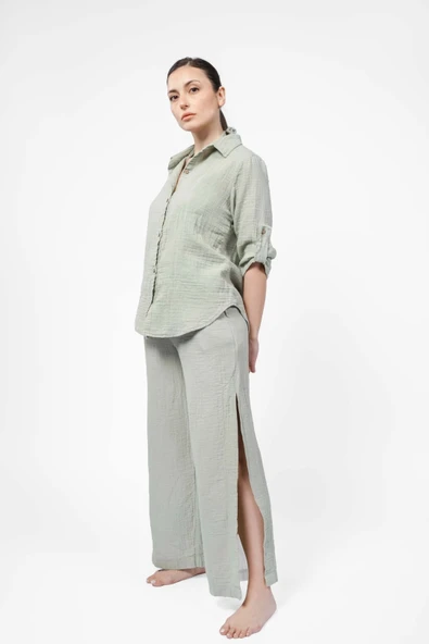 Ateiler Chaputs %100 Pamuk Müslin Elya Yeşil Gömlek One-Size - 3