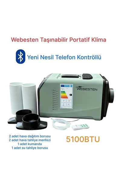 WEBESTEN Taşınabilir Portatif Klima+ Portatif Klima Pencere Aparatı Hediye - 1