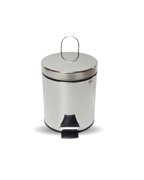 Asma Aparatlı Pedallı Krom Metal 3 Litrelik Çöp Kovası | Şık Hijyenik ve Kullanışlı Tasarım | Otel Buklet Serisi - Resim 2