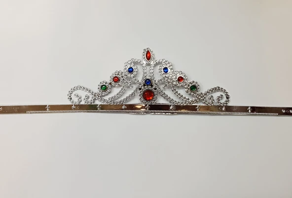 Gümüş Renk Plastik Prenses Tacı Kraliçe Tacı 60 cm - Resim 2