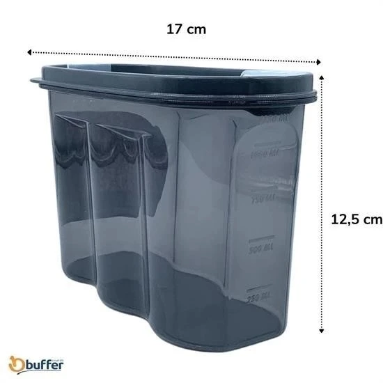 BUFFER® 2 Kapaklı Ölçekli Erzak Saklama Kabı - 1,2 Litre - SA930 - Resim 5