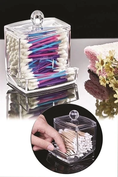 BUFFER® Şeffaf Kapaklı Kulak Temizleme Çubuğu Organizatörü Saklama Kutusu - Resim 6