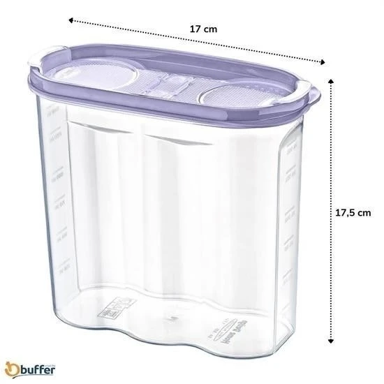 BUFFER® 2 Kapaklı Ölçekli Erzak Kuru Gıda Saklama Kutusu Kabı - 1,7 Litre - SA935 - Resim 4