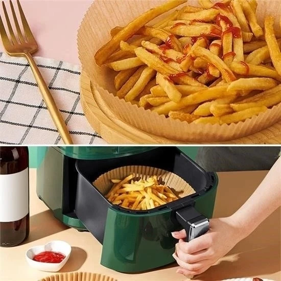 50 Adet Air Fryer Pişirme Kağıdı Tek Kullanımlık Hava Fritöz Yağ Geçirmez Yapışmaz Tabak Model - Resim 3