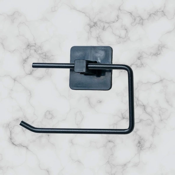 BUFFER® Kendiliğinden Yapışkanlı Siyah Paslanmaz Metal Kapaksız Tuvalet Kağıtlığı Aparatı - Resim 2