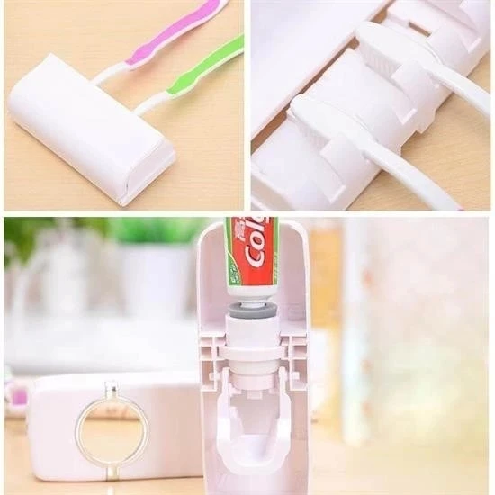 BUFFER® Otomatik Diş Macunu Sıkacağı ve 5 Adet Diş Fırası Tutacağı Diş Fırçalığı - Resim 7