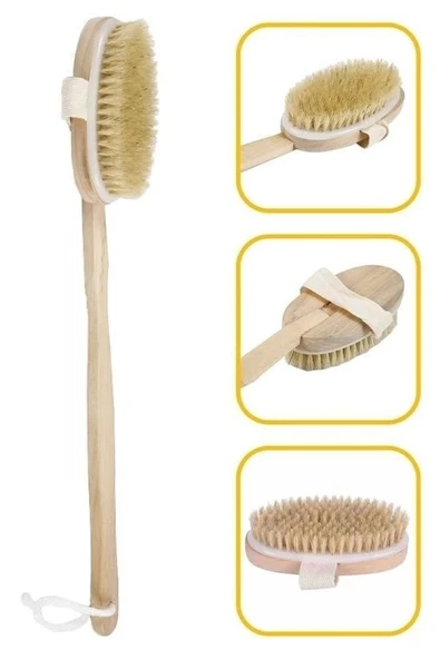 BUFFER® Doğal At Kılı Selülit Karşıtı Sapı Çıkabilen Ahşap Banyo Fırçası - 8