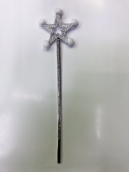 Yıldız Peri Asası Sihirli Değnek Beyaz Ponponlu - Resim 2