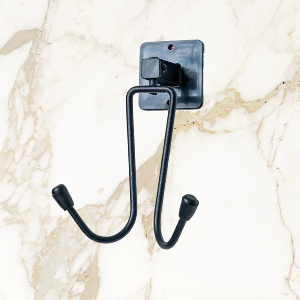 BUFFER® Kendiliğinden Yapışkanlı Siyah Paslanmaz Metal Bornoz ve Havlu Askılığı - Resim 4