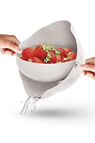 BUFFER® Çok Amaçlı 360 Derece Dönebilir Pratik Hazneli Mutfak Süzgeç Elek - Resim 2