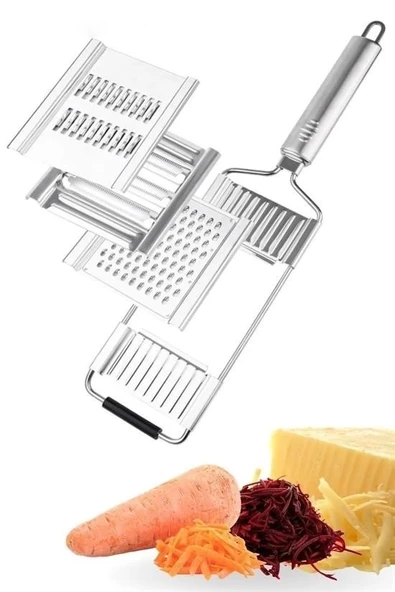 BUFFER® Ayarlanabilir 3 Farklı Başlıklı Tutmalı Sebze Dilimleyici Peynir Rendeleyici Aparat - 6