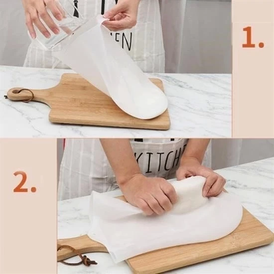 BUFFER® Büyük  Hamur Torbası  Silikon Şeffaf Hamur Yoğurma Torbası Ekmek Makarna Mantı  Hamuru Kolay - 4