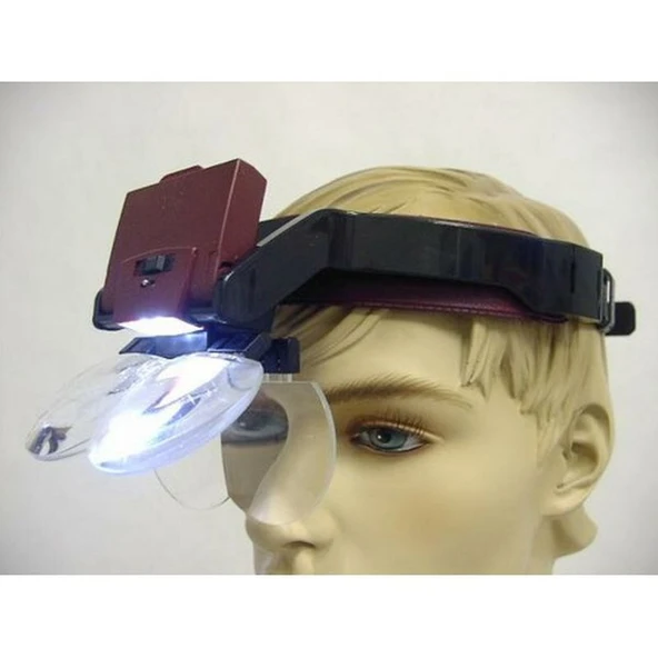 Lens Takmalı 4 Lens Led Lambalı Şapka Tip Büyüteç - Resim 2