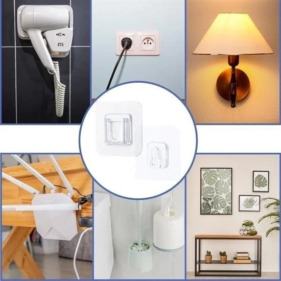 BUFFER® Eşya Sabitleme Askısı 10 Çift Şeffaf Çift Taraflı Yapışkanlı Geçmeli Klips - Resim 4