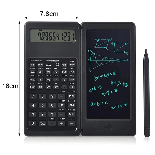 BUFFER® Silinebilir LCD Yazı Tabletli,Kalemli Katlanabilir Bilimsel Hesap Makinesi - Resim 4