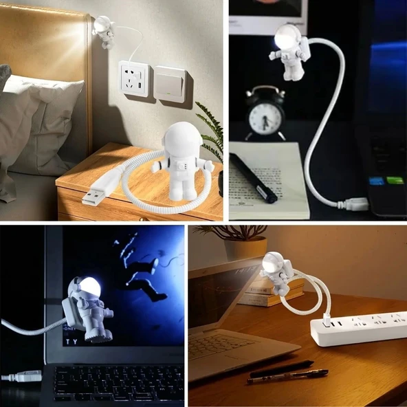BUFFER® USB Astronot Gece Lambası, Masa Lambası, Kitap Okuma Lambası Işığı ürün görseli 1