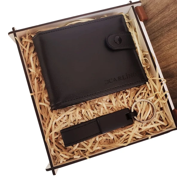 Cüzdan Anahtarlık Ahşap Kutulu Set - Resim 2