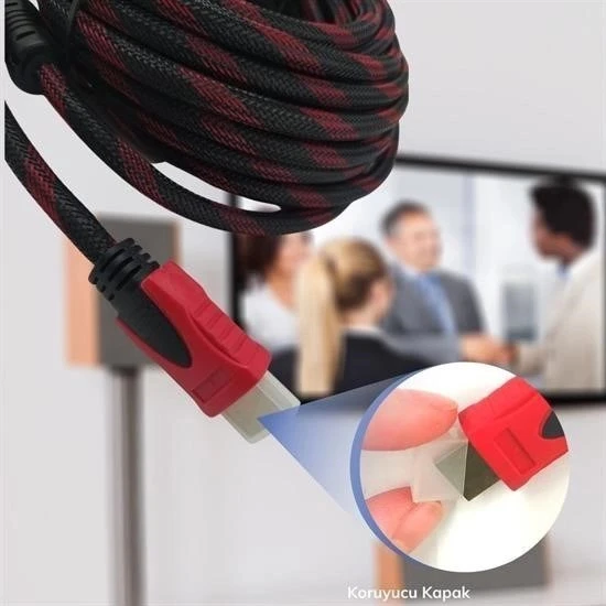 BUFFER® HDMI Kablosu HDTV Bilgisayar Uydu Görüntü Ses Full HD Sargılı Görüntü Aktarma Kablosu - Resim 2