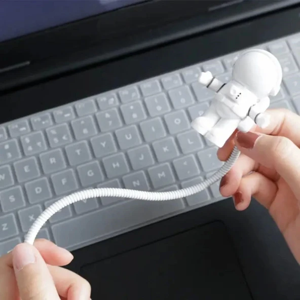 BUFFER® USB Astronot Gece Lambası, Masa Lambası, Kitap Okuma Lambası Işığı - Resim 3