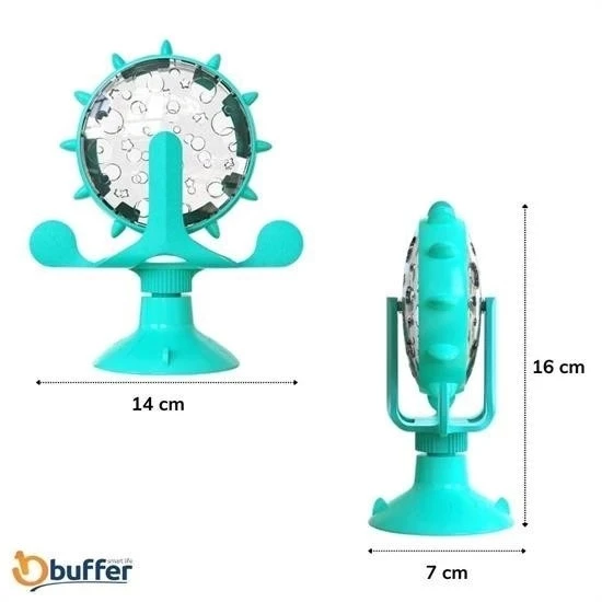 Buffer® Vantuzlu Zilli İnteraktif Dönebilen Mama Kaplı Renkli Eğlenceli Eğitici Kedi Oyuncağı - Resim 5