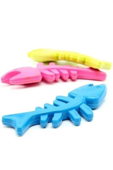 BUFFER® Balık Kemiği İskelet Şekilli Renkli Plastik Kedi Oyuncağı - Resim 5