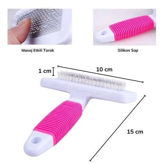 BUFFER® Kedi Köpek Telli Küçük Boy Tüy Bakım Seti Evcil Hayvan Tarama Fırçası - Resim 6