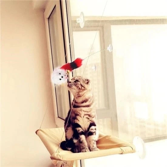 BUFFER® 2li Vantuzlu Fareli Tüylü Hareketli Çanlı ve Esneyen Eğlenceli Peluş Kedi Oyuncağı - Resim 6