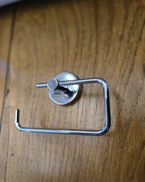 Krom Metal Kapaksız Tuvalet Kağıtlığı | Banyo içi Tuvalet Kağıdı Askısı | Otel Buklet Serisi - 2