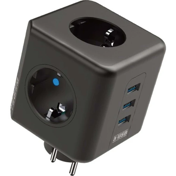 Winnboss Akım Korumalı Isıya Dayanıklı 3 lü Duvar Tipi Priz 3 Adet USB 3440 ürün görseli