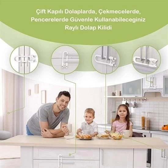 BUFFER® Bebek Çocuk Çekmece ve Dolap Koruma Raylı Güvenlik Sistemi Emniyet Kilidi - 4