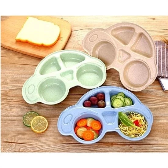 BUFFER® Bebekler İçin Araba Şeklinde Sevimli Mama Tabağı Çocuk Tabldot - Resim 3
