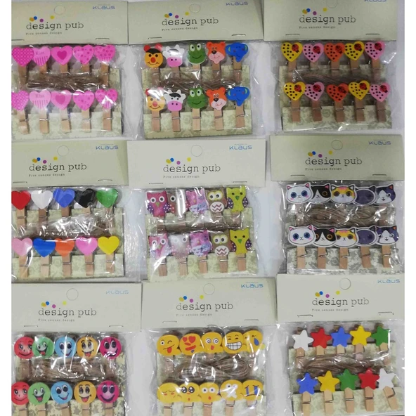 10'lu Şekilli Ahşap Mandallar 3.5cm (10'lu Set-10 Paket) ürün görseli