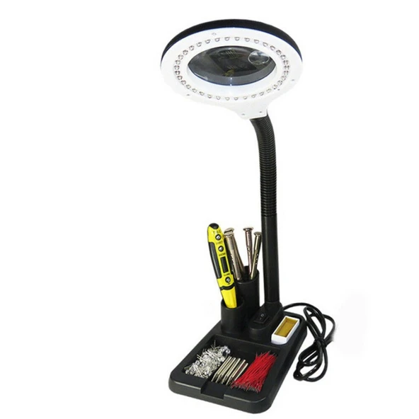 Esnek 5X /10X 40 Led Işıklı Büyüteç - Lamba Büyüteç Okuma - Çalışma Lehim Masa Lambası A808 ürün görseli
