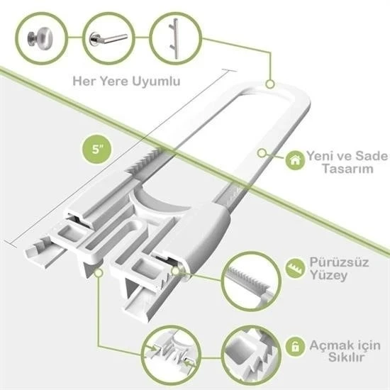 BUFFER® Bebek Çocuk Çekmece ve Dolap Koruma Raylı Güvenlik Sistemi Emniyet Kilidi - 5