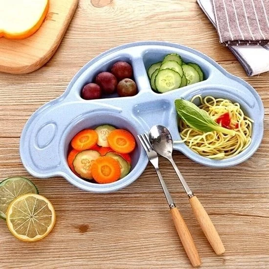 BUFFER® Bebekler İçin Araba Şeklinde Sevimli Mama Tabağı Çocuk Tabldot - Resim 6