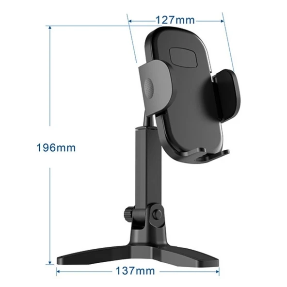 BUFFER® Masaüstü Telefon Standı 360 Derece Dönebilen Başlıklı Ayaklı Telefon Tripodu - 5