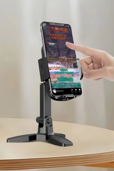 BUFFER® Masaüstü Telefon Standı 360 Derece Dönebilen Başlıklı Ayaklı Telefon Tripodu - 6
