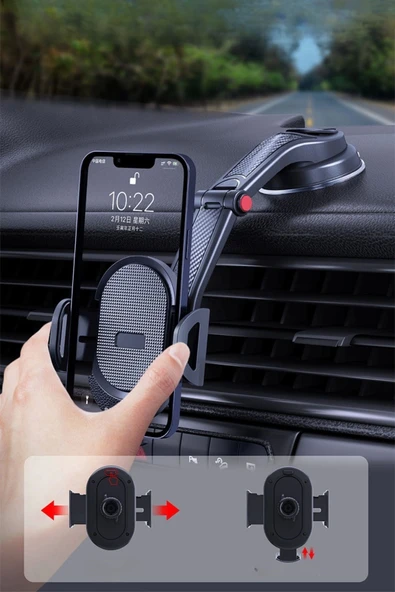 BUFFER® Güçlü Vantuzlu Araç İçi Konsol Üstü Telefon Tutucu Aparat - Resim 7