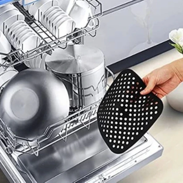 BUFFER® Siyah Isıya Dayanıklı Yıkanılabilir Silikon Fırın Ve Airfryer Kare Model Pişirme Matı 21,5 Cm - Resim 6