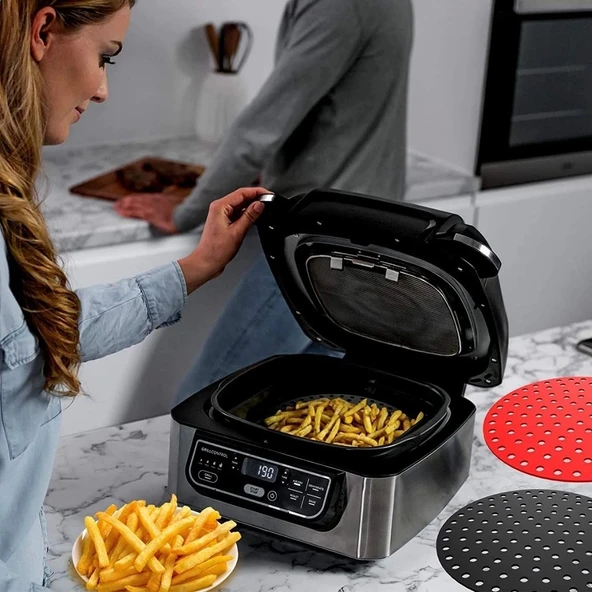 BUFFER® Siyah Isıya Dayanıklı Yıkanılabilir Silikon Fırın Ve Airfryer Yuvarlak Model Pişirme Matı 23 Cm - Resim 8