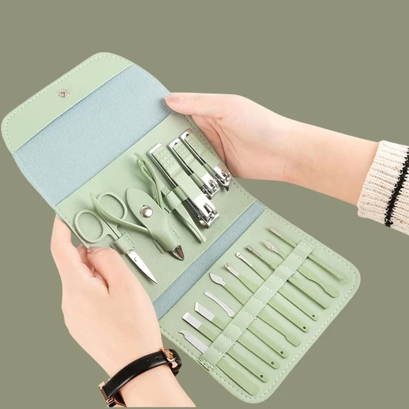 BUFFER® Kendiliğininden Çantalı Seyahat Tipi 16 Parça Manikür Pedikür Seti - Resim 3