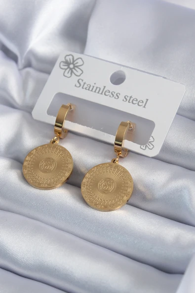 316L Çelik Gold Renk İşleme Detay Kadın Küpe - TJ-BKP7981 ürün görseli