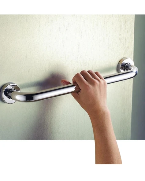 ​​​​​​​Duşakabin İçi Yaşlı ve Bedensel Engelli Tutunma Aparatı | 9x30 cm Krom Metal Tutma Barı | Güvenli Dayanıklı Tasarım | Otel Buklet Serisi - 2