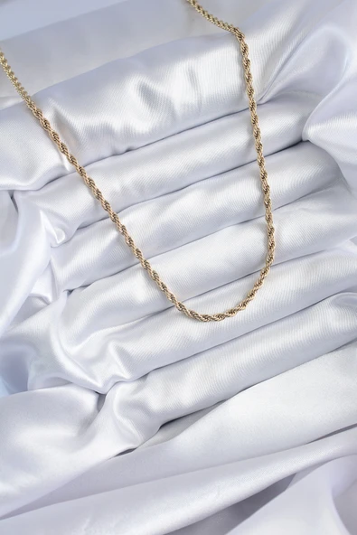316L Çelik Gold Renk 60 cm Burgu Model Kadın Kolye - TJ-BKO7973 - Resim 2